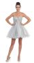Strapless Floral Beaded Bust Short Tulle Party Dress in Silver